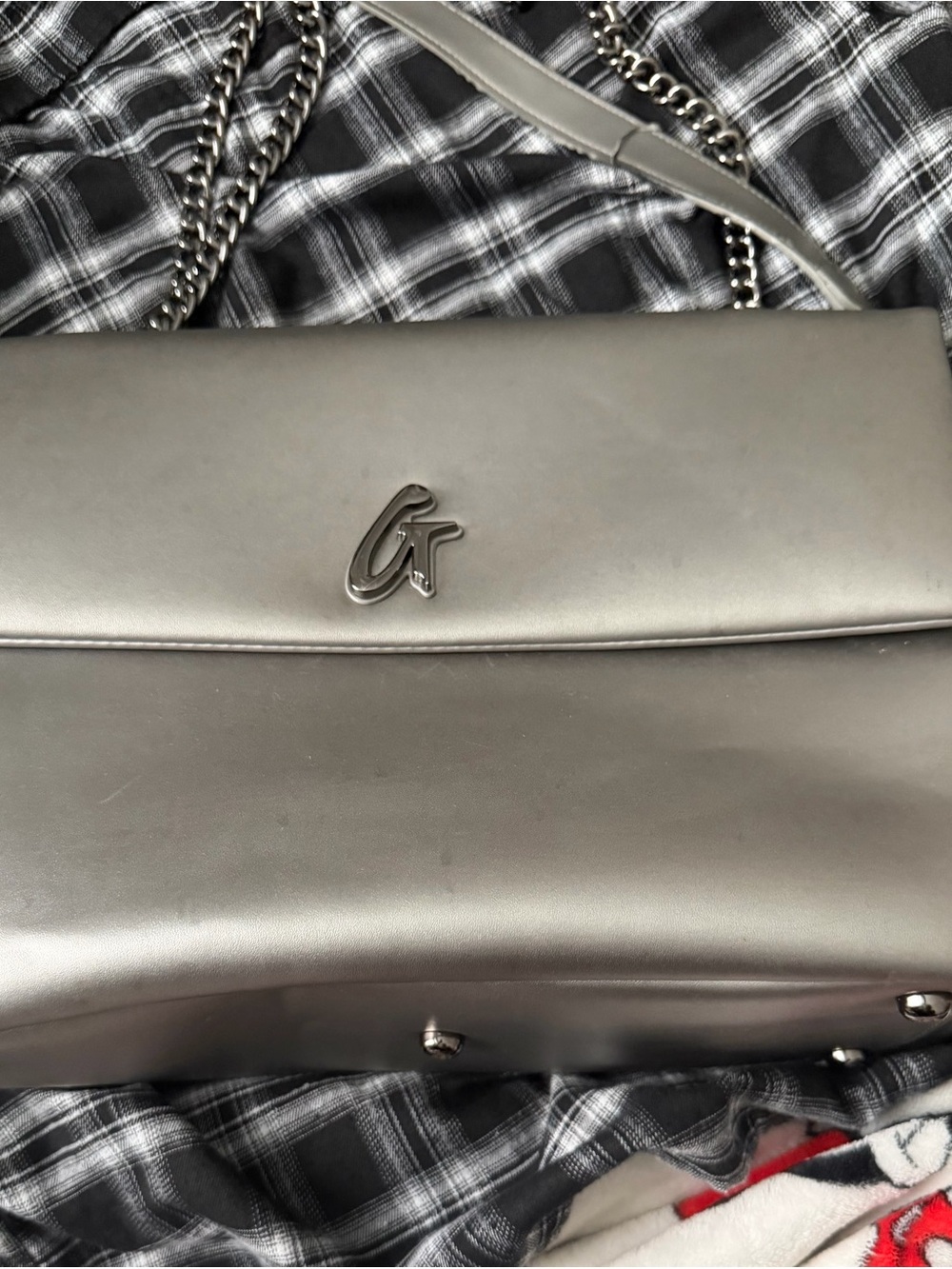Large Platinum Glamaholic Standard Flap Bag